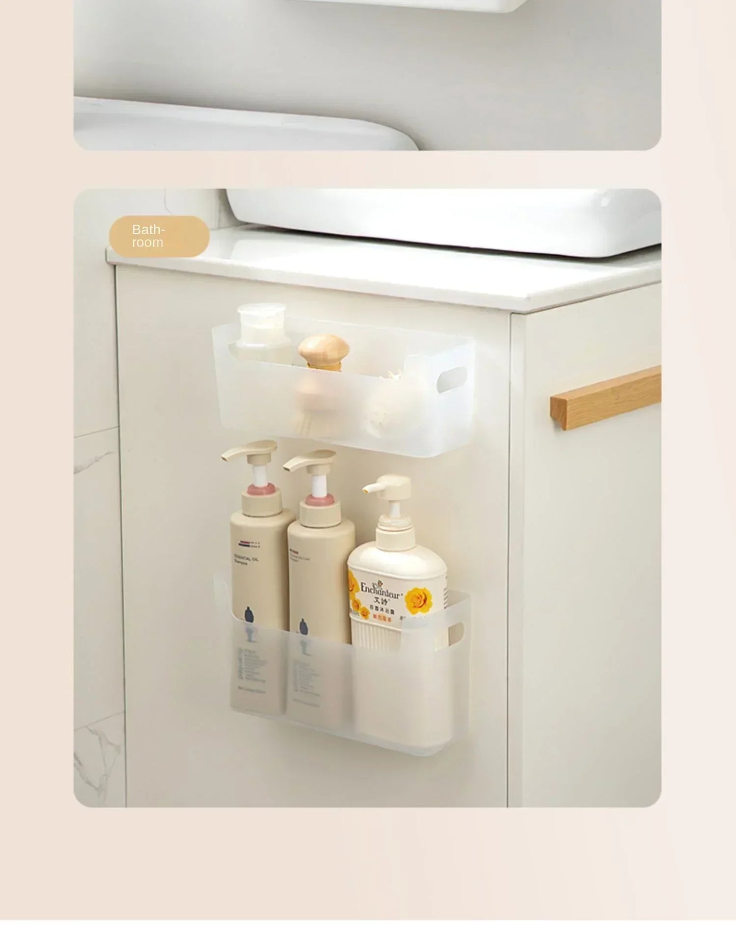 Prime Deal Zone non-perforated cling film rack inside cabinet wall shelf for kitchen organization and spice storage.