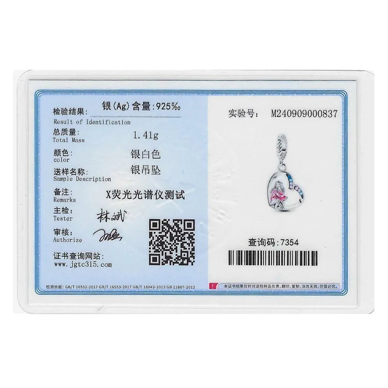 925 Sterling Silver Love Embrace Heart Charm with Zircon