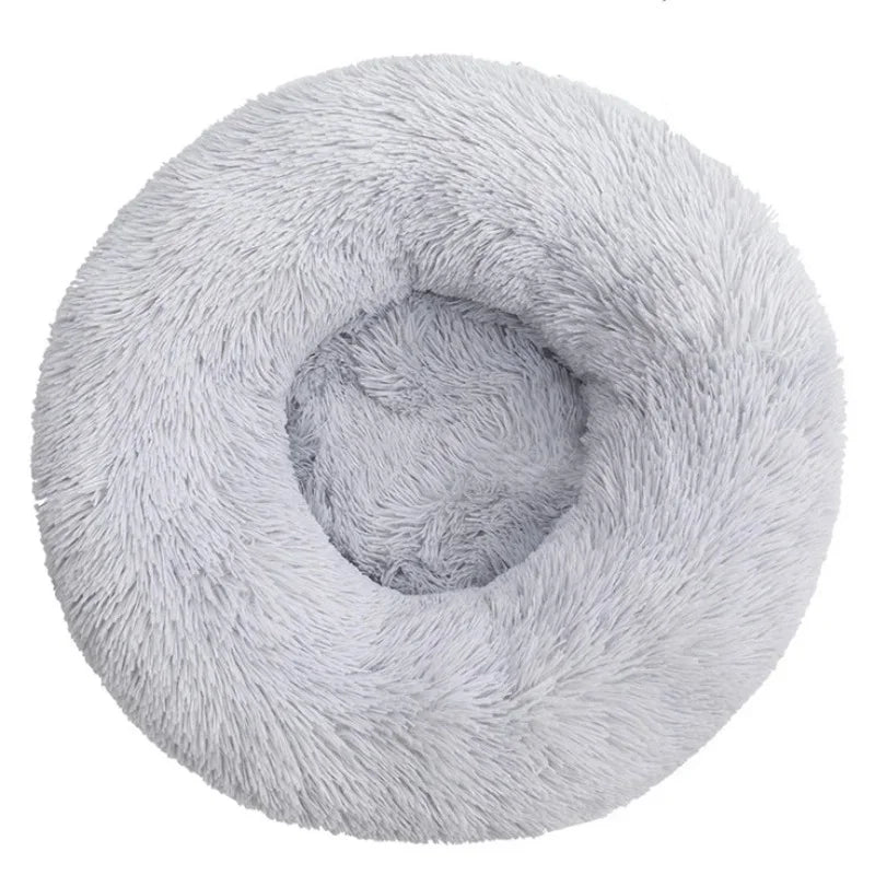 Round plush pet bed in six sizes for large dogs and cats, cozy winter dog house, super soft and warm for comfortable sleeping
