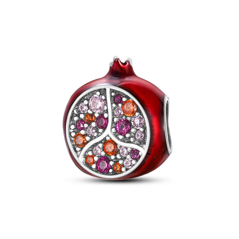 925 Sterling Silver Red Wine & Chili Charm Beads