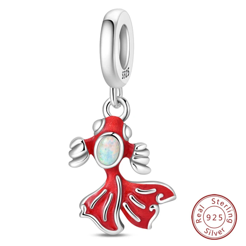 925 Sterling Silver Red Wine & Chili Charm Beads