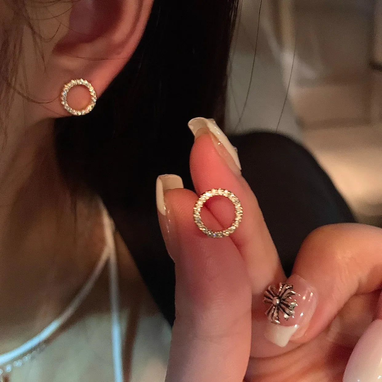 gold-tone round stud earrings, simple and elegant - view 5