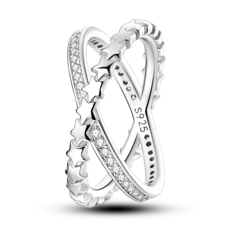 925 sterling silver X ring, front detail