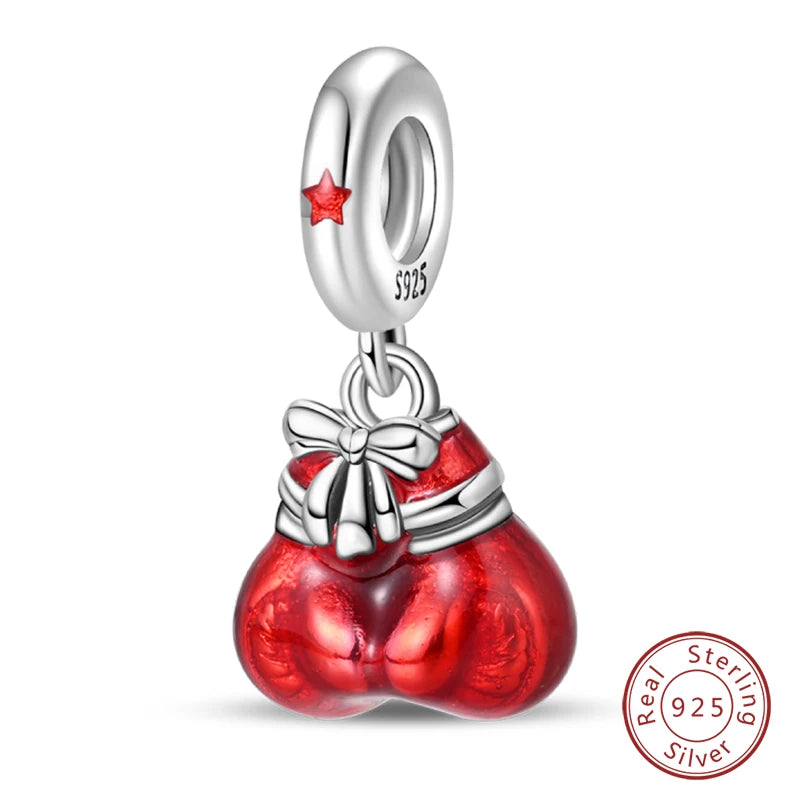 925 Sterling Silver Red Wine & Chili Charm Beads