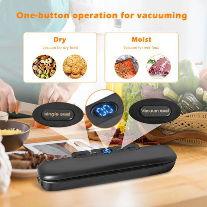 Prime Deal Zone SaengQ vacuum sealer machine with free vacuum bags for food sealing, compact household food preservation device.