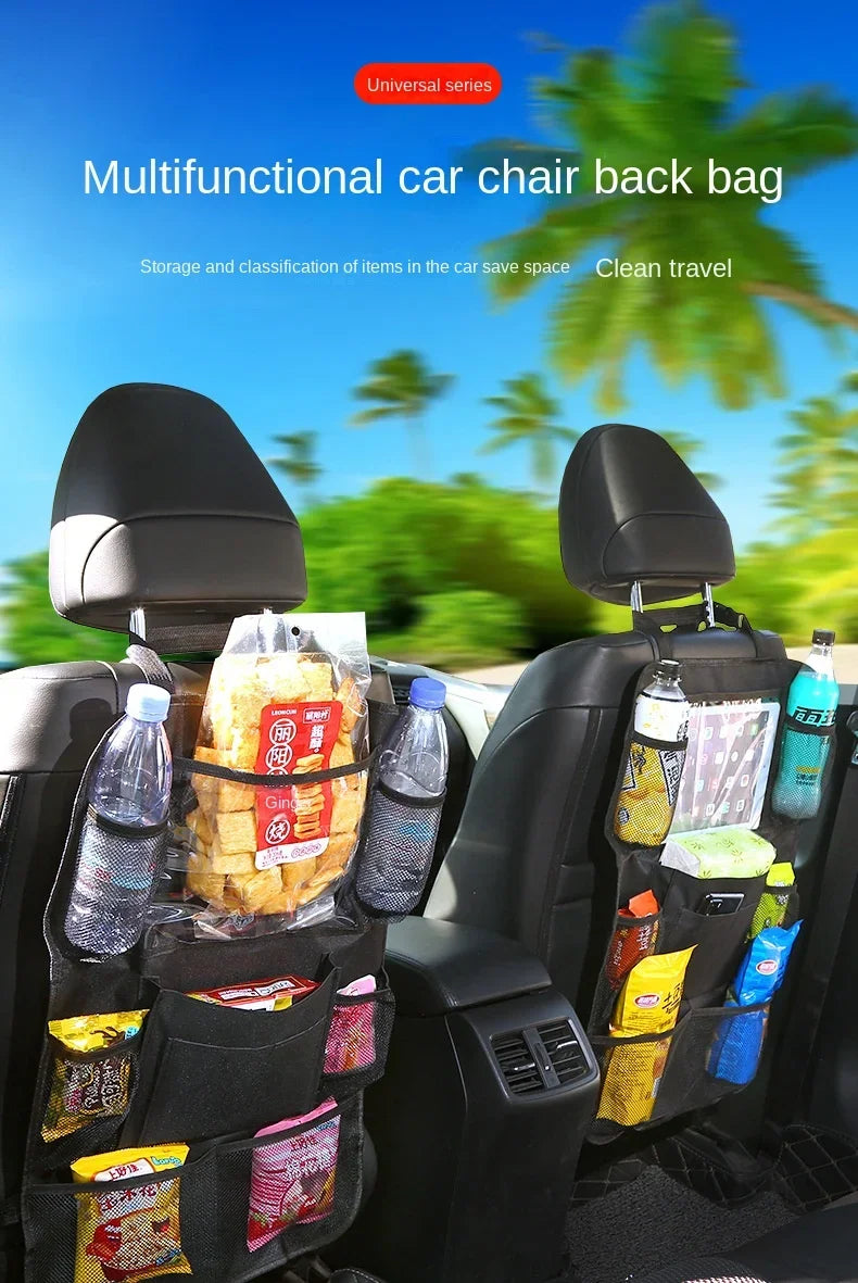 Multifunctional car seat organizer by Prime Deal Zone with multiple pockets, tablet holder, and Oxford fabric for kids' car back seat storage