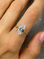 925 sterling silver oval zircon ring, prong set - view 2