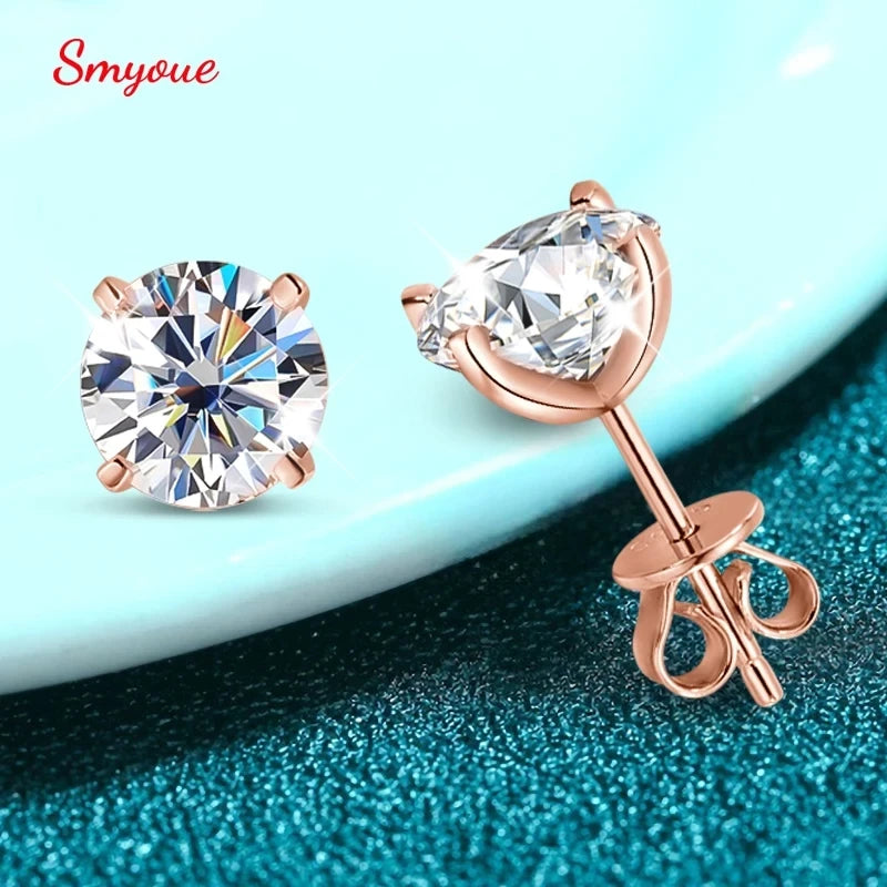 925 sterling silver moissanite stud earrings, multi-tone - view 7