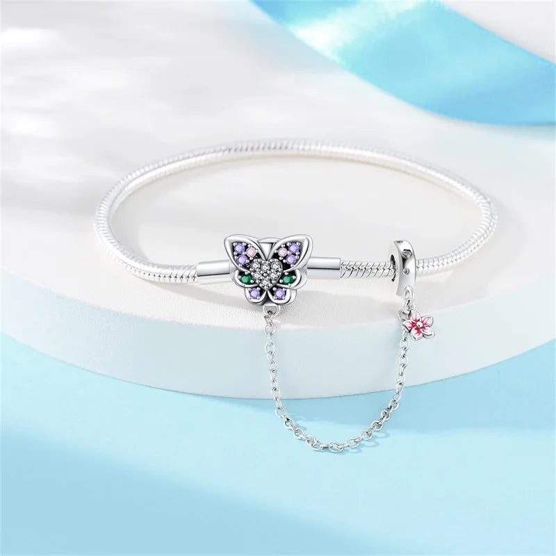 925 sterling silver heart zircon snake chain bracelet - view 3