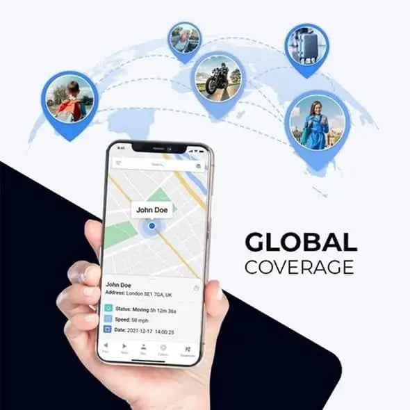 Mini GPS tracker for vehicles by Prime Deal Zone, showing compact device with Bluetooth connection and tracking system features.