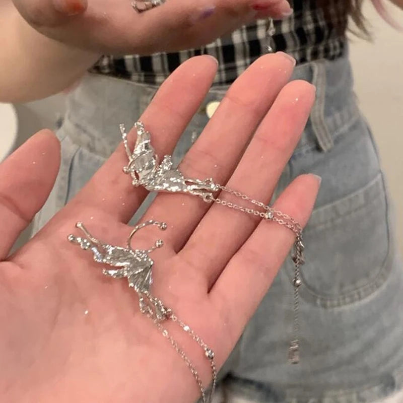 Y2K irregular liquid metal clip earrings - view 14