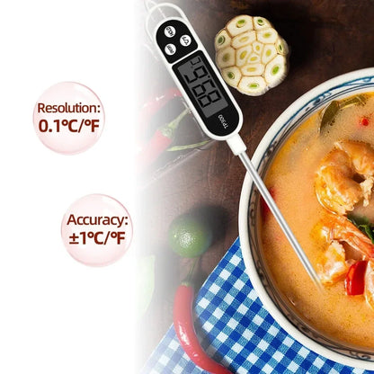 Prime Deal Zone TP300 digital food thermometer with probe for cooking, meat, water, and oil temperature measurement in the kitchen.