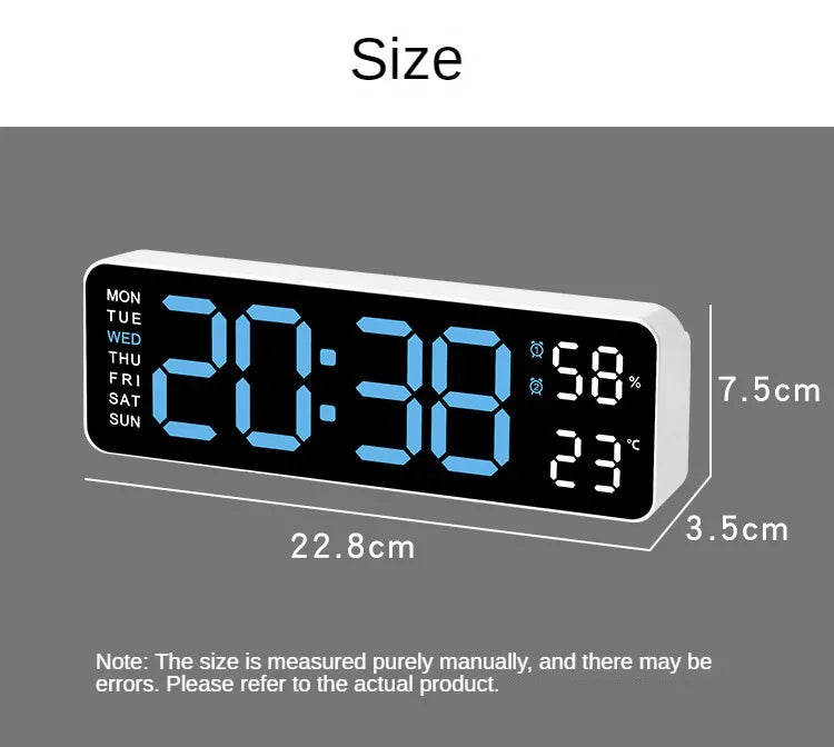 Large Prime Deal Zone digital wall clock displaying temperature, humidity, week, and adjustable brightness with LED display