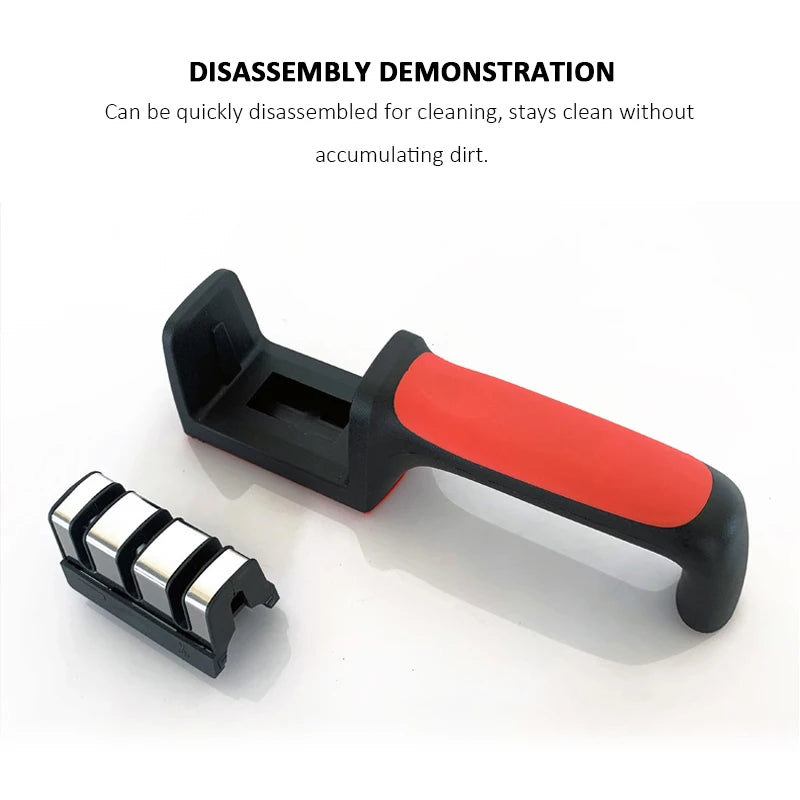 Prime Deal Zone kitchen 3/4-segment handheld knife sharpener with black sharpening stone for multi-purpose kitchen use.