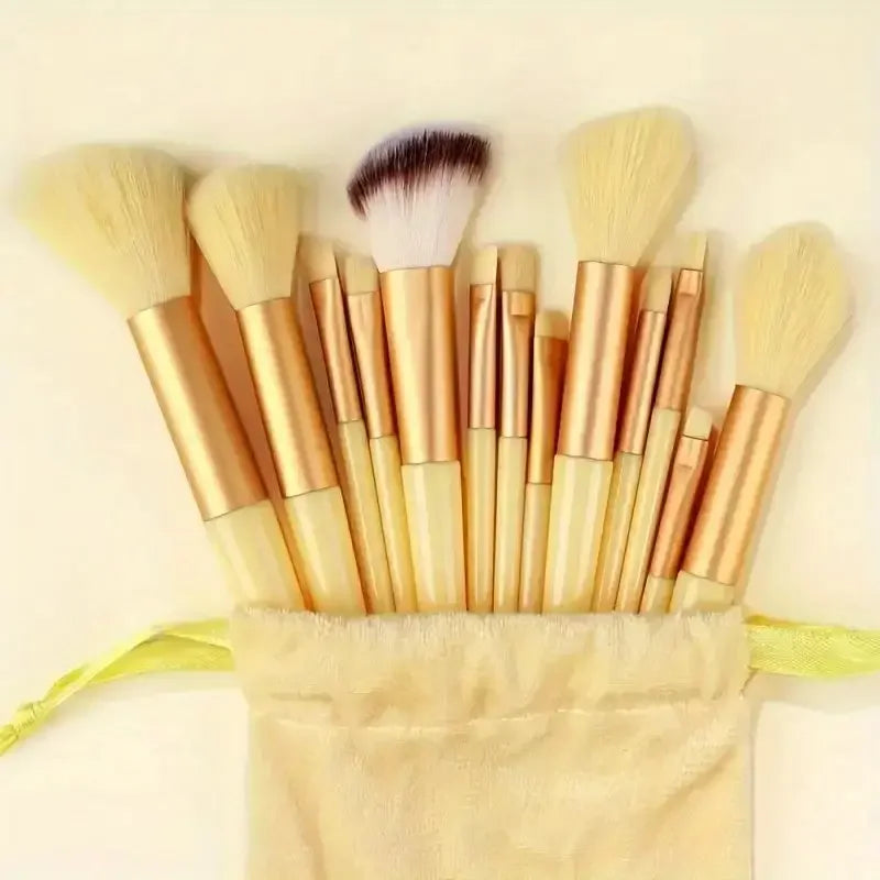Set of 13 synthetic nylon makeup brushes from Prime Deal Zone, featuring soft, cruelty-free tools for foundation, blush, and powder application.