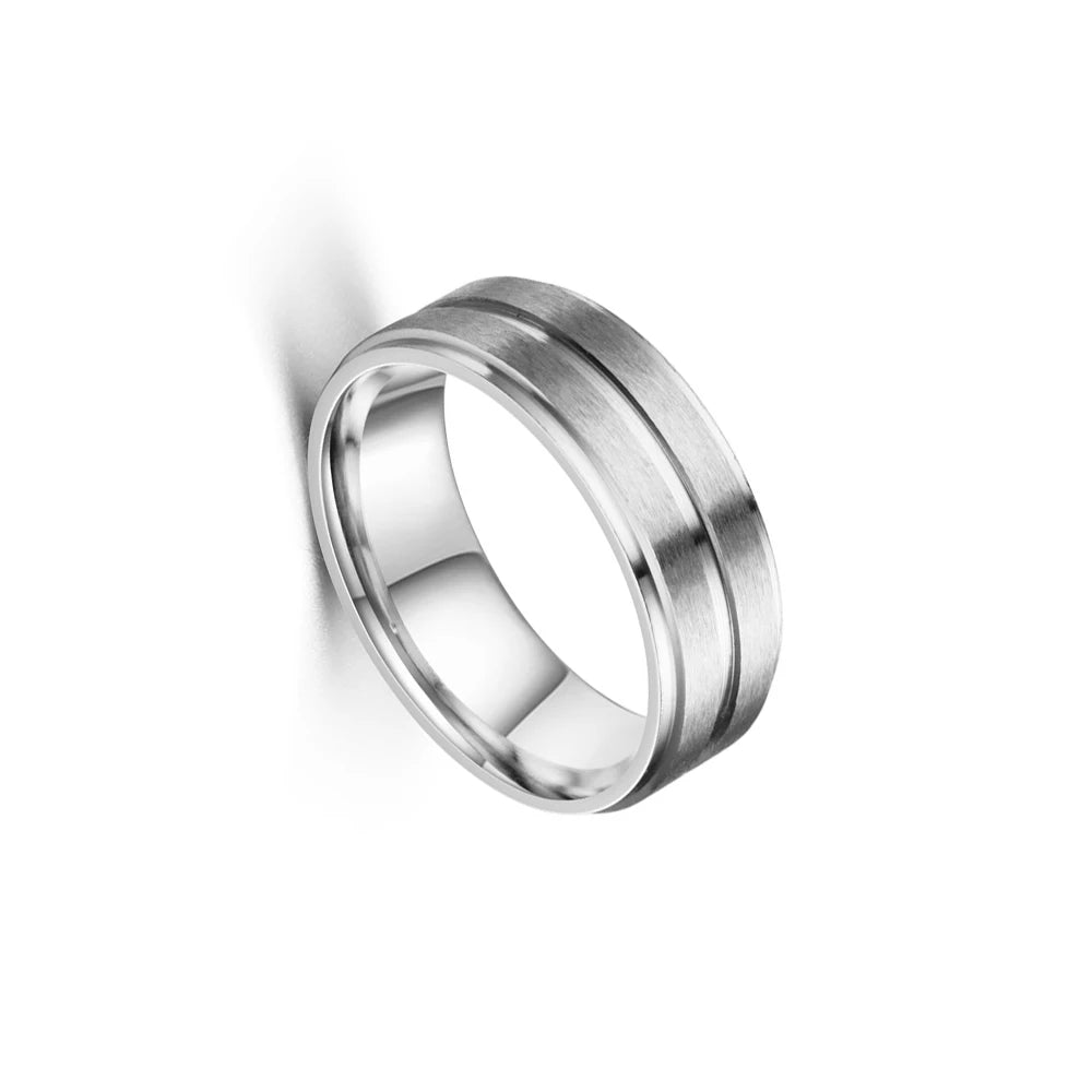 stainless steel 8mm black matte groove wedding band - view 18
