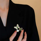 rhinestone and pearl butterfly bee brooch - view 5