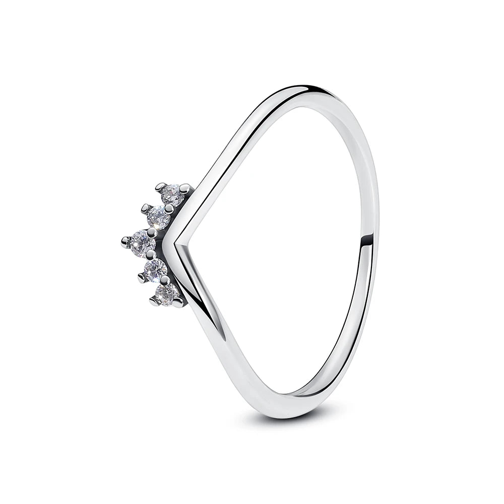 925 Sterling Silver Crown Heart Ring with Zircon