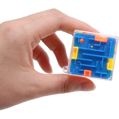 Prime Deal Zone mini 3D maze magic cube with transparent sides, featuring rolling ball maze puzzle for children and stress relief.