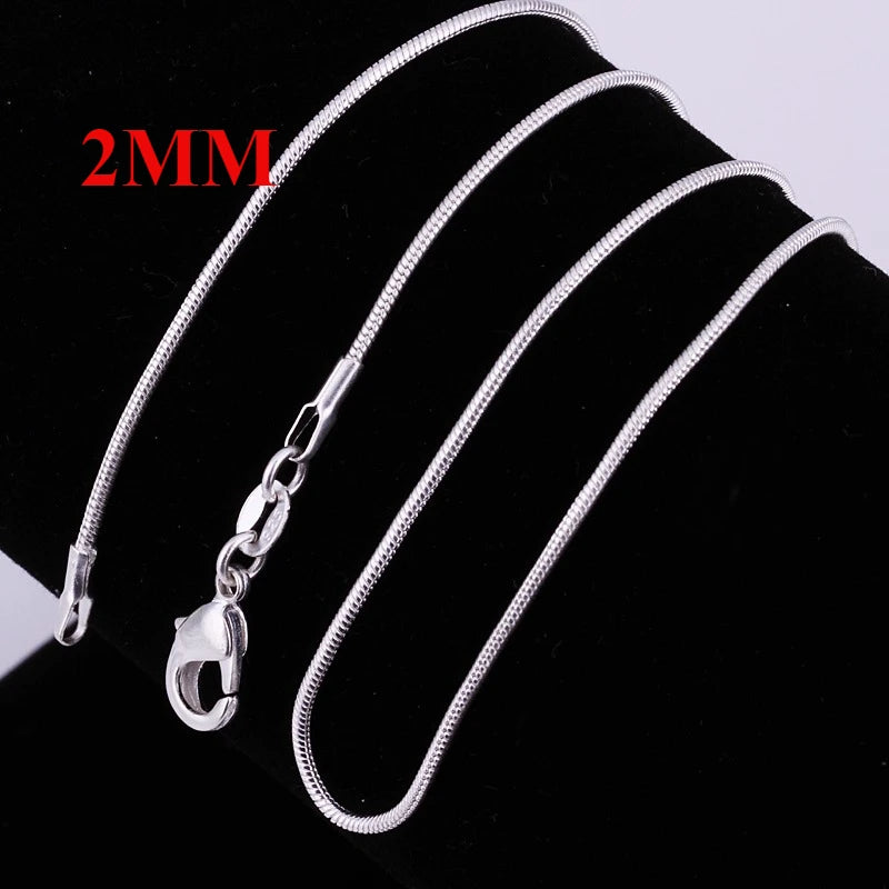 925 Sterling Silver Solid Snake Chain Necklace