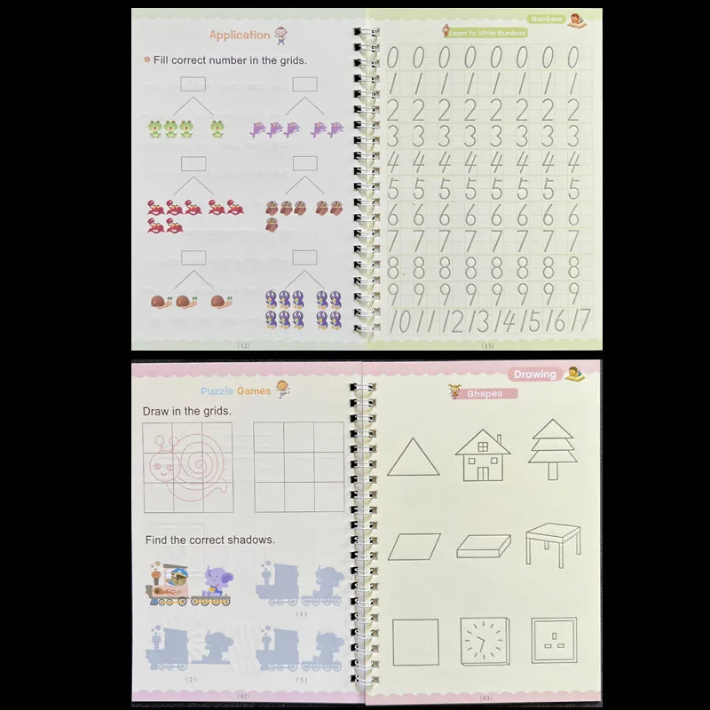 Prime Deal Zone Sank Magic Practice Copybook for kids with pen, reusable calligraphy writing book for preschool children, English version
