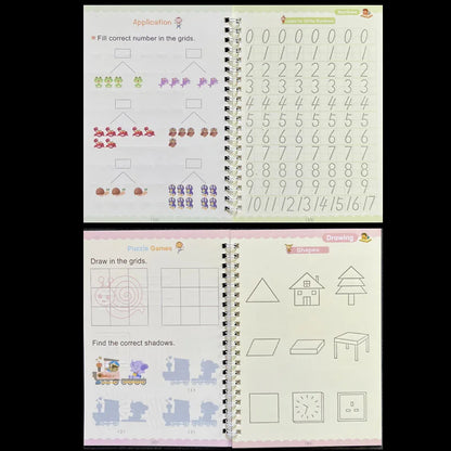 Prime Deal Zone Sank Magic Practice Copybook for kids with pen, reusable calligraphy writing book for preschool children, English version