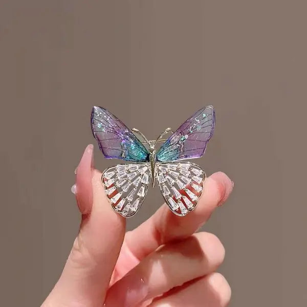 rhinestone and pearl butterfly bee brooch - view 9