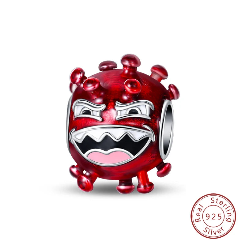 925 Sterling Silver Red Wine & Chili Charm Beads