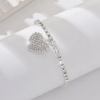 Women's copper inlaid water diamond love foot chain bracelet with delicate design, perfect for wedding or party accessories.