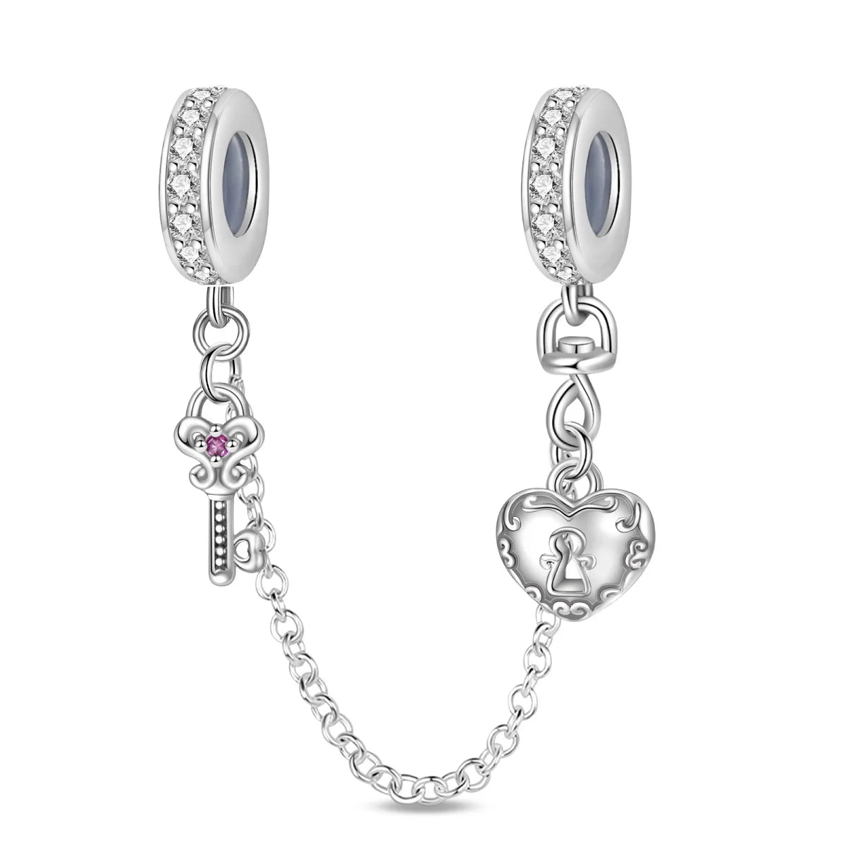 S925 silver-plated star and moon safety chain charm - view 7