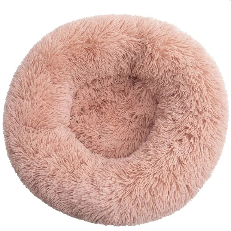 Round plush pet bed in 6 sizes from Prime Deal Zone, suitable for large dogs and cats, winter warm and super soft for cozy sleeping
