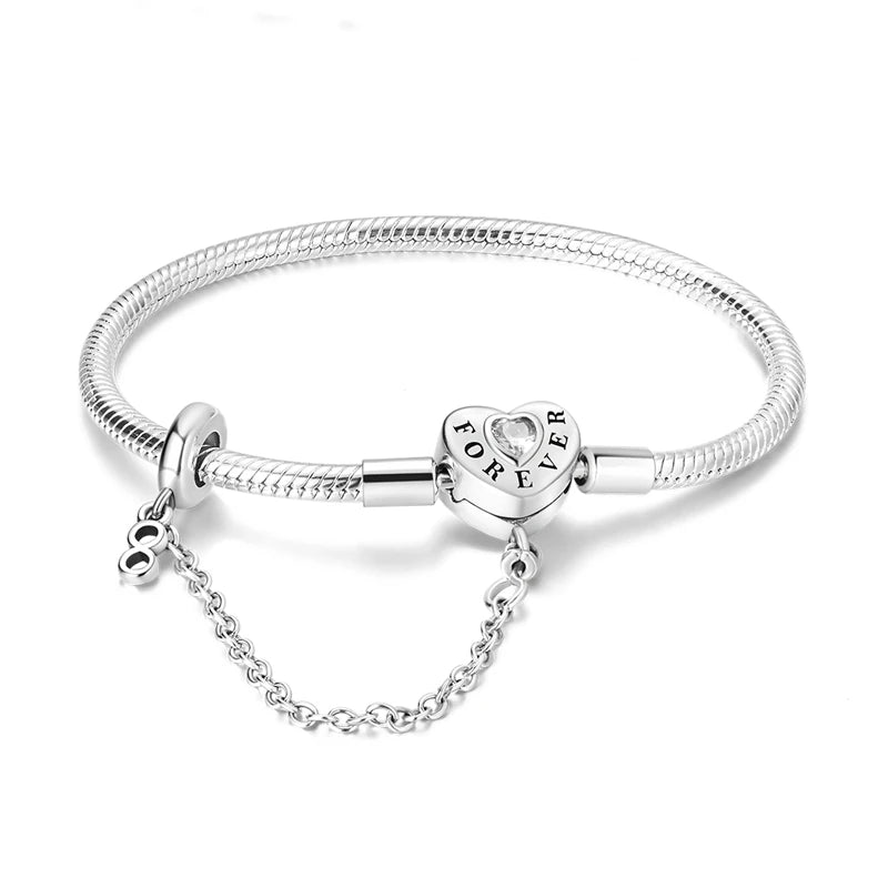 silver-plated peach heart zircon charm bracelet - view 8