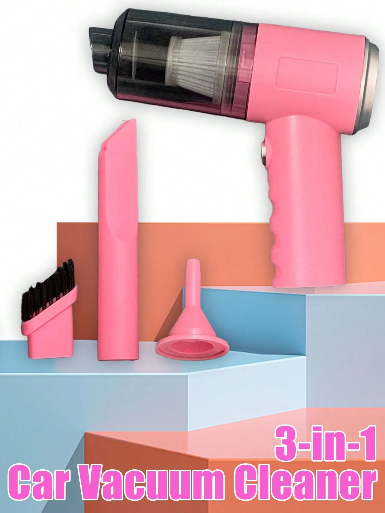 Prime Deal Zone 3-in-1 vacuum cleaner with suction, blowing, and USB charging for car and household cleaning, compact and versatile.