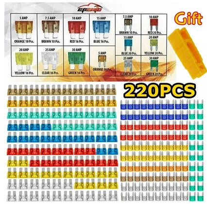 Prime Deal Zone fuse box pack with 60 or 120 pieces, excluding medium fuses, shown in a clear image with packaging details.