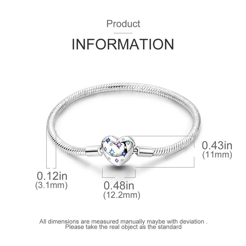 925 sterling silver heart zircon snake chain bracelet - view 10