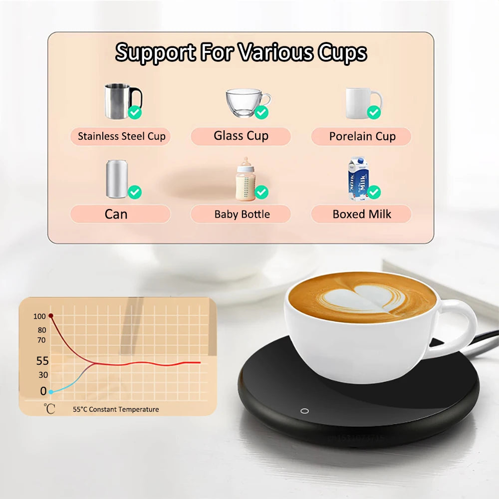 Prime Deal Zone USB mug warmer with electric heating coaster for coffee and tea, ideal for office or home use.