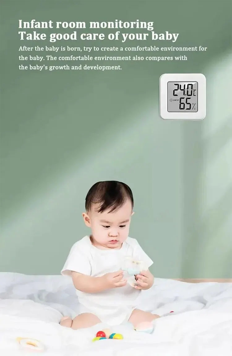 Indoor mini temperature and humidity meter by Prime Deal Zone showing digital display of room temperature and humidity levels.
