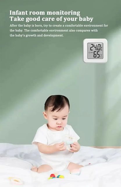 Indoor mini temperature and humidity meter by Prime Deal Zone showing digital display of room temperature and humidity levels.