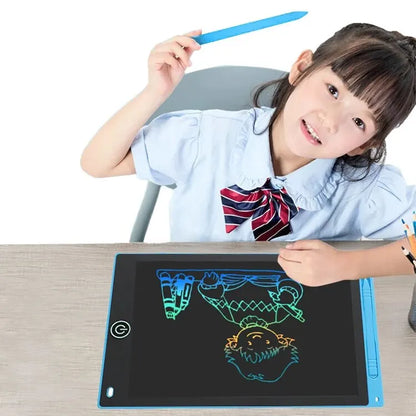 Multi-size LCD writing tablet for kids by Prime Deal Zone, featuring a colorful drawing surface, lock, erase button, and eye protection.