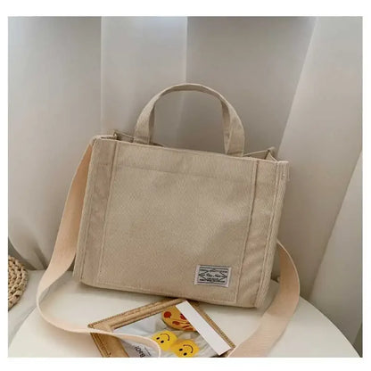 Prime Deal Zone women's corduroy crossbody tote bag with square design, casual shoulder bag ideal for travel and organization