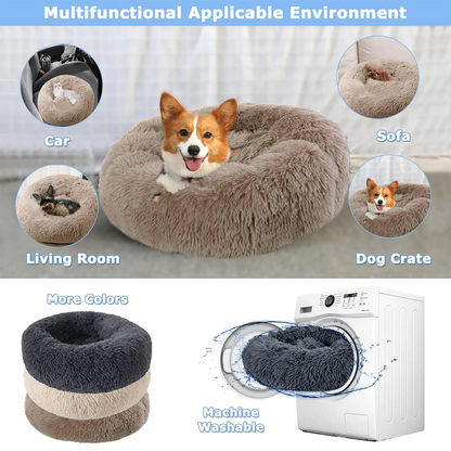 Prime Deal Zone round pet bed in six sizes, soft plush dog and cat house for medium to large dogs, winter warm sleeping comfort