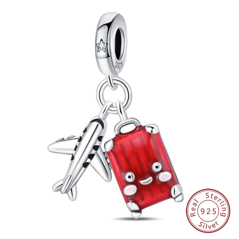 925 Sterling Silver Red Wine & Chili Charm Beads