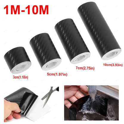 Prime Deal Zone 3D carbon fiber car sticker, black waterproof protective tape for door sills and side mirrors, anti-scratch film