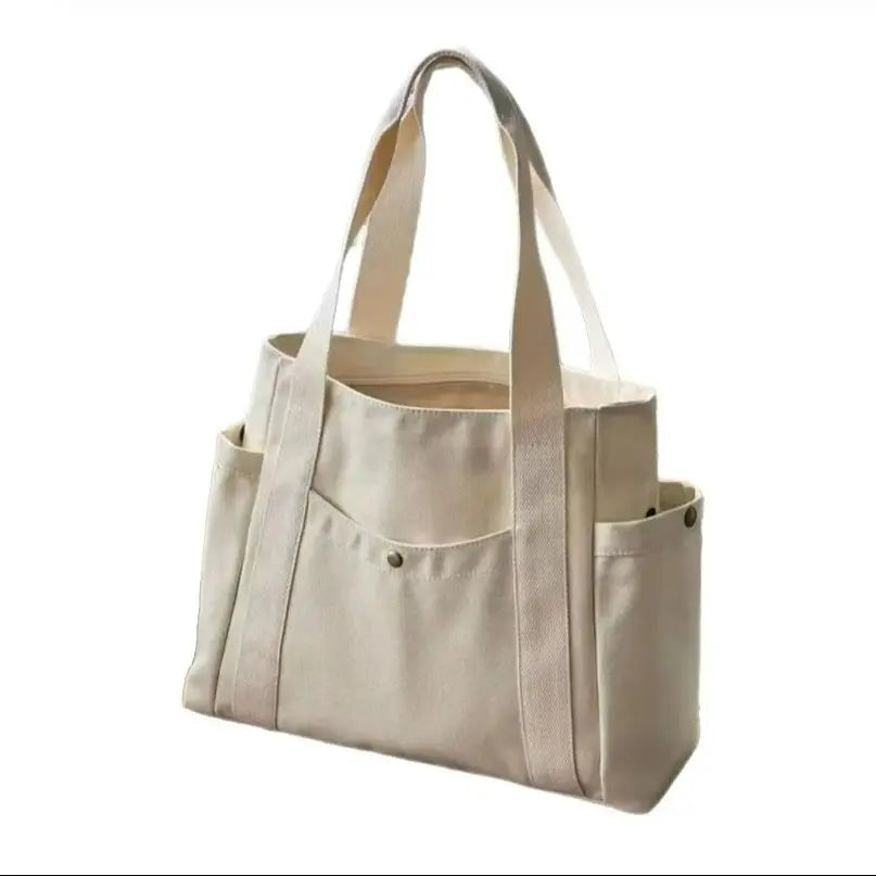 Prime Deal Zone HOMEFISH large-capacity canvas shoulder bag, versatile cloth bag for students' class and daily use