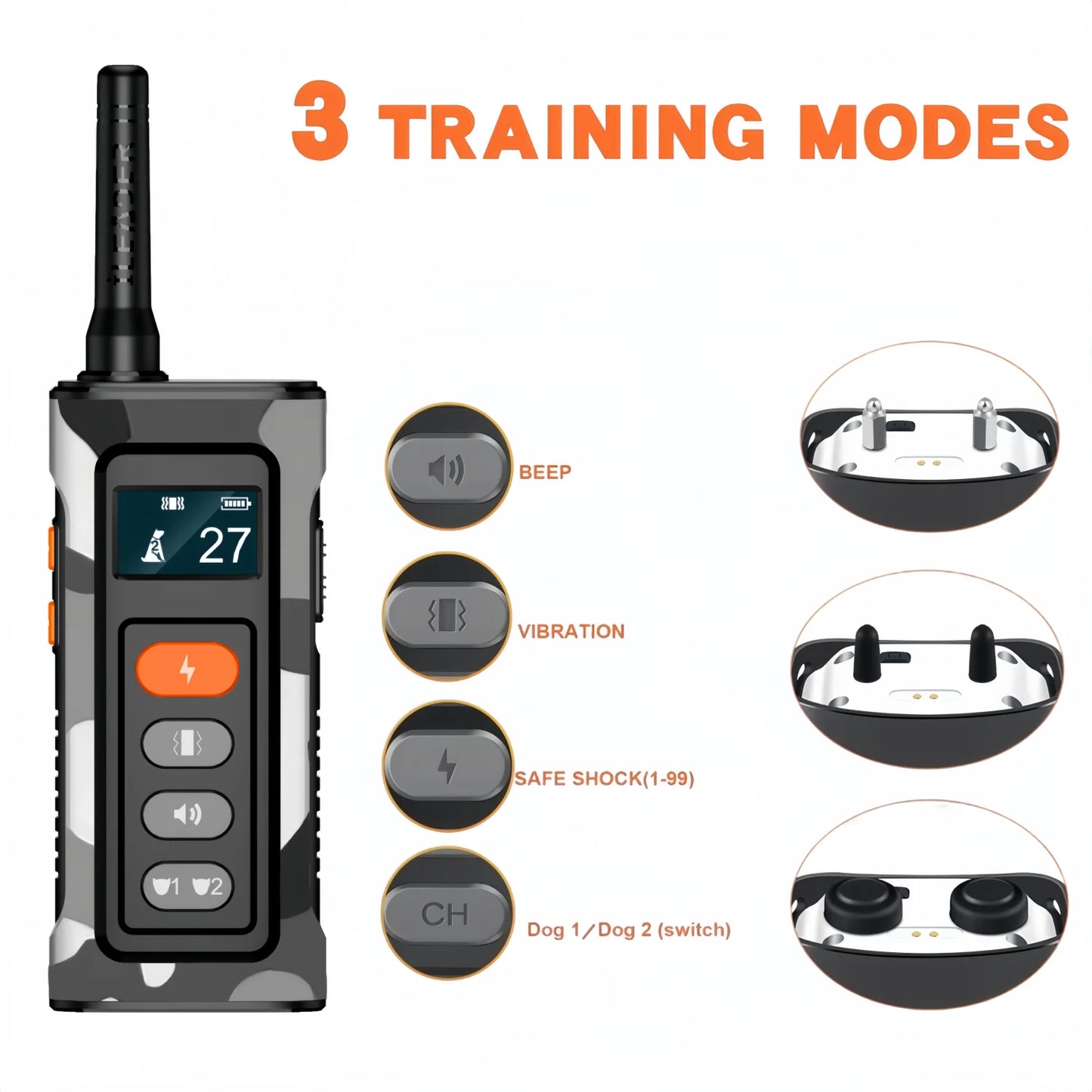 Waterproof Prime Deal Zone dog training collar with remote control, shock and vibration for dogs 8-150 lbs, 3300 ft range.