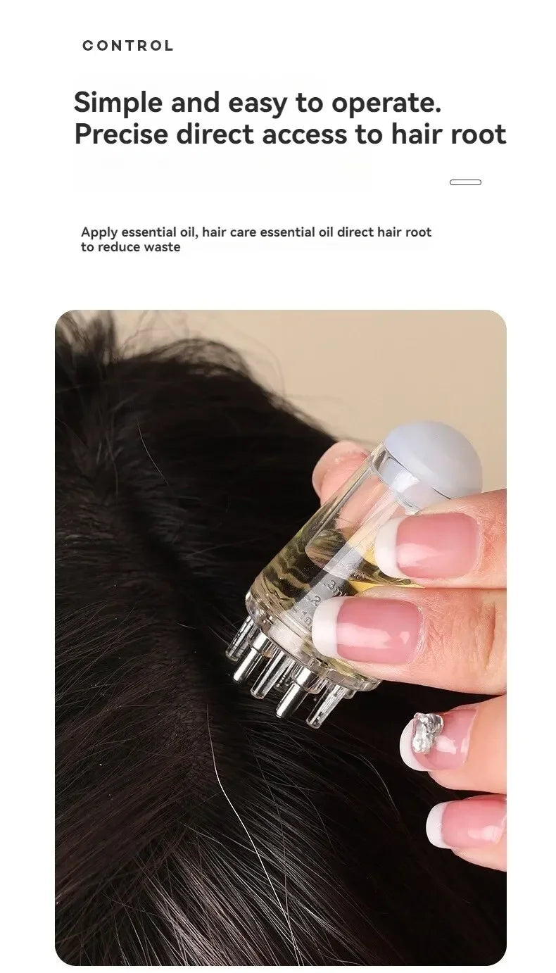 Prime Deal Zone scalp applicator and massage comb with hexagon head, oil roller ball for hair regrowth and styling.