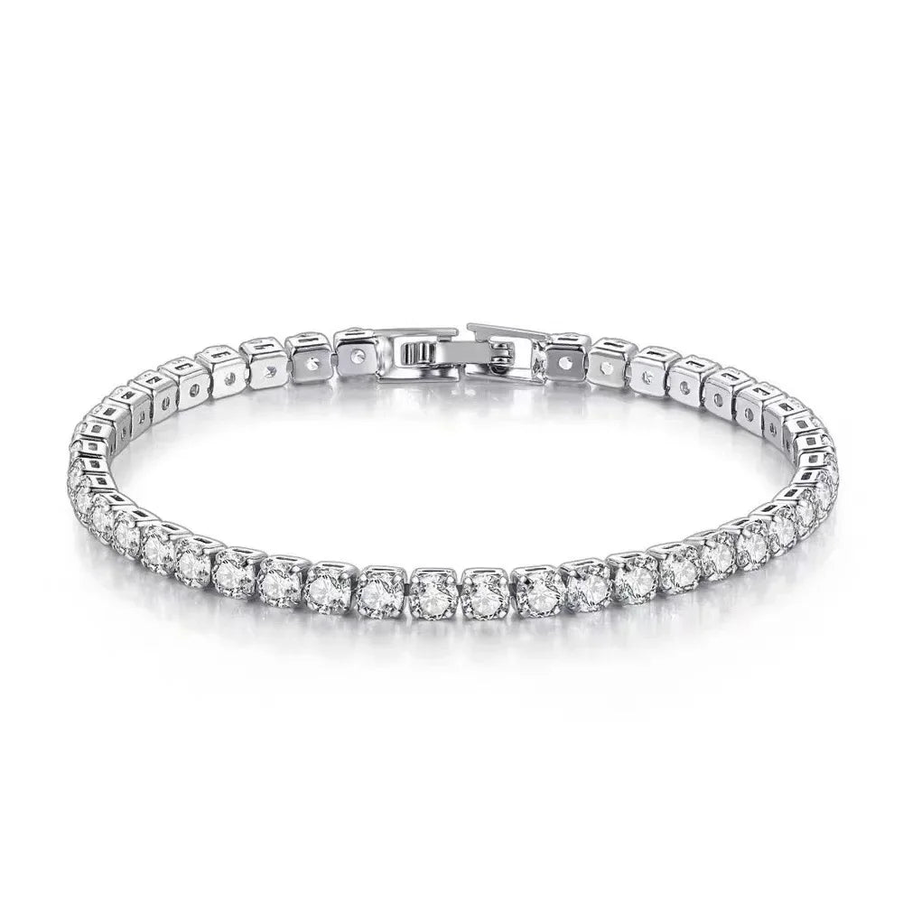 925 sterling silver CZ tennis bracelet, 4mm links - view 9
