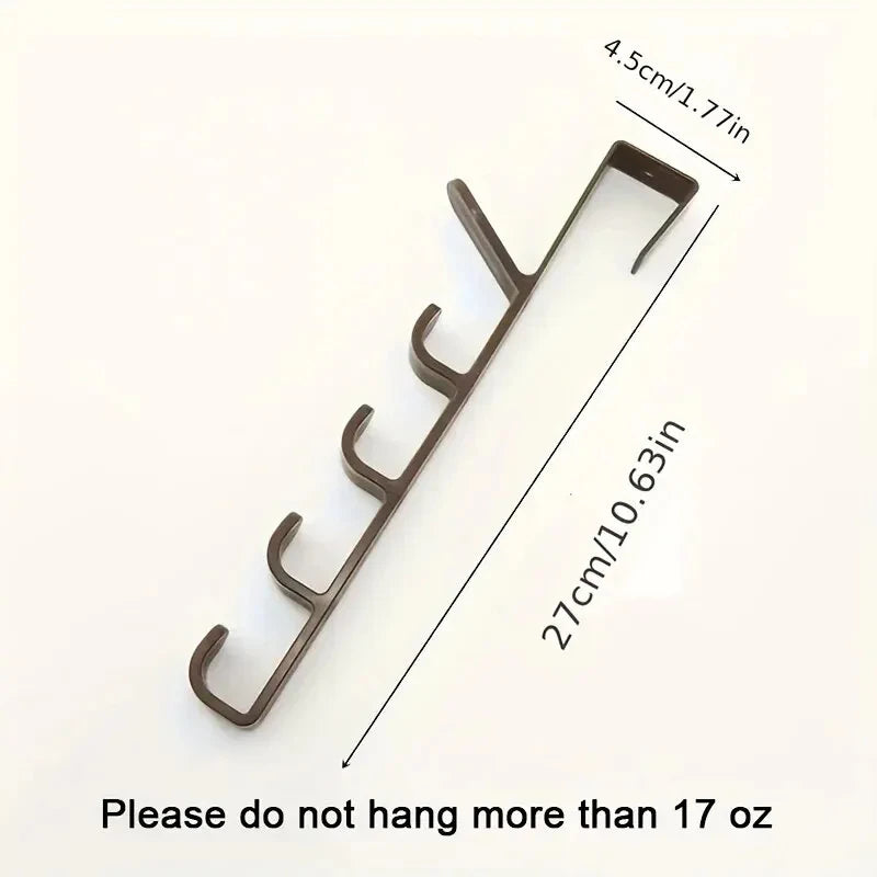 Plastic bedroom door hanger clothes rack with hooks for purses and bags, ideal for home storage and organization.