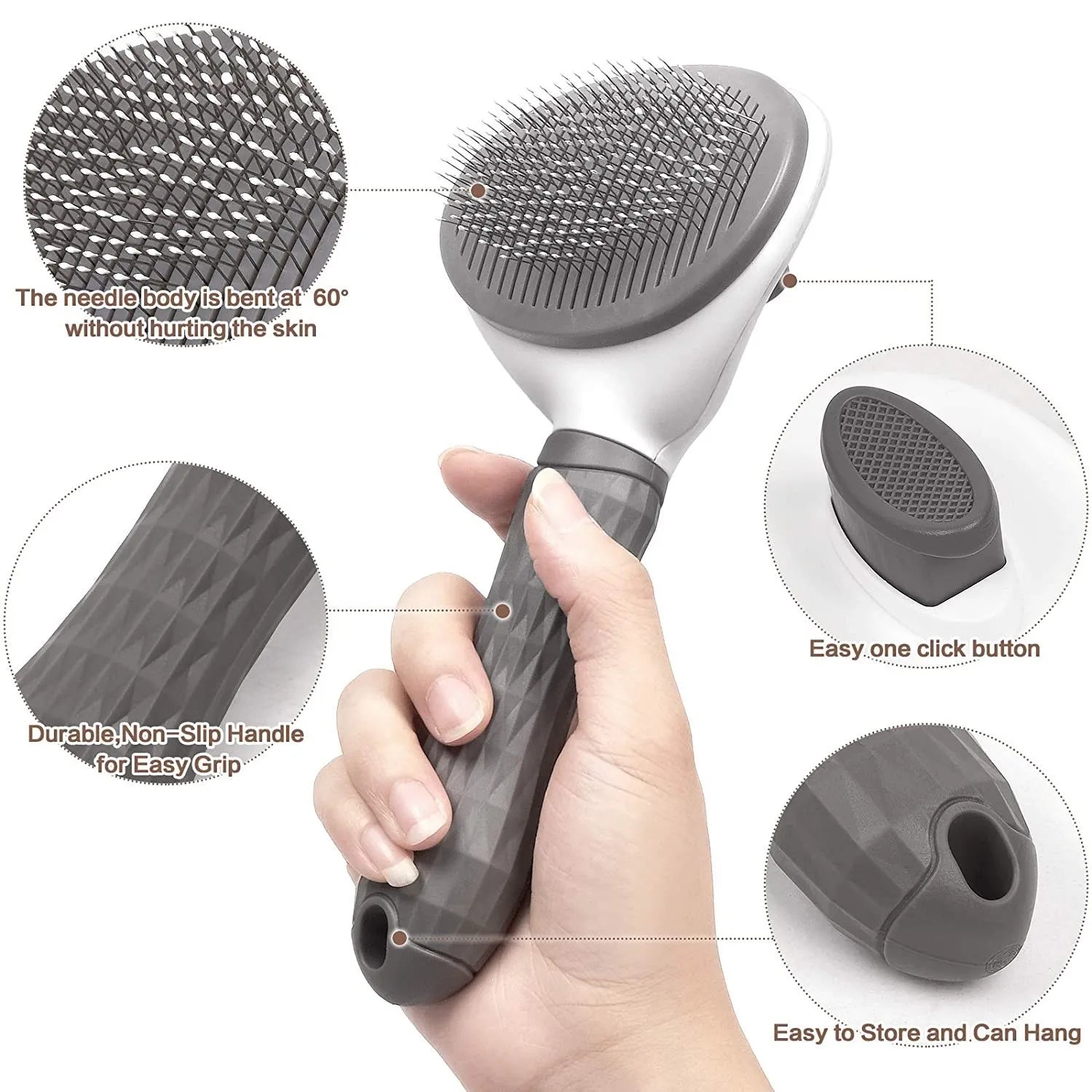 Prime Deal Zone pet dog and cat self-cleaning grooming brush with dematting teeth, ideal for removing pet hair and grooming pets.