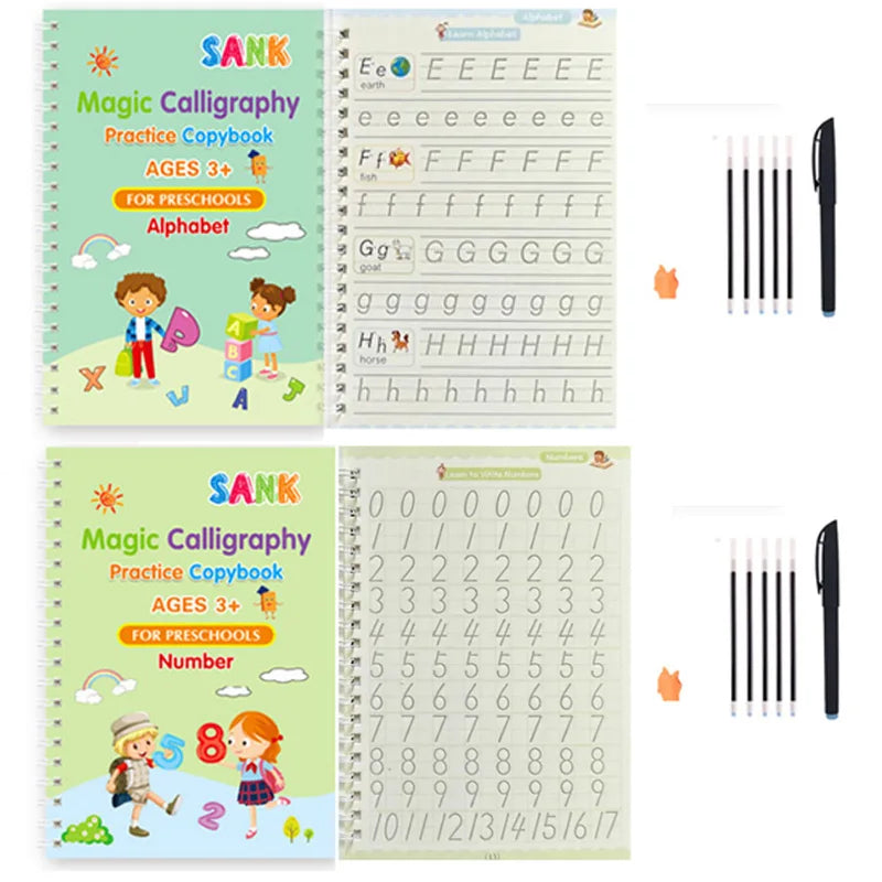 Prime Deal Zone Sank Magic Practice Copybook for Kids, reusable calligraphy pen and wipeable English writing book for preschool children.